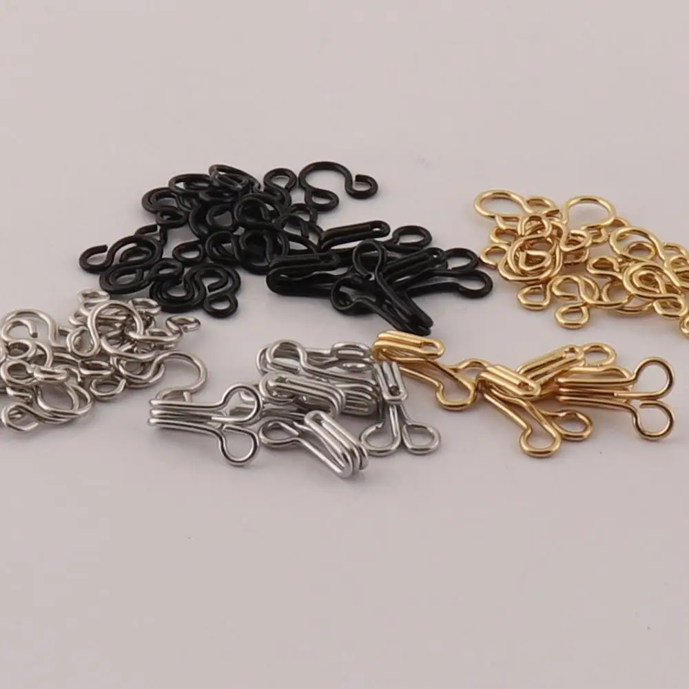 100 sets Hook Eye Closure,Silver/Black/Gold hook eye clasp clothing sewing  hook,Metal Hook