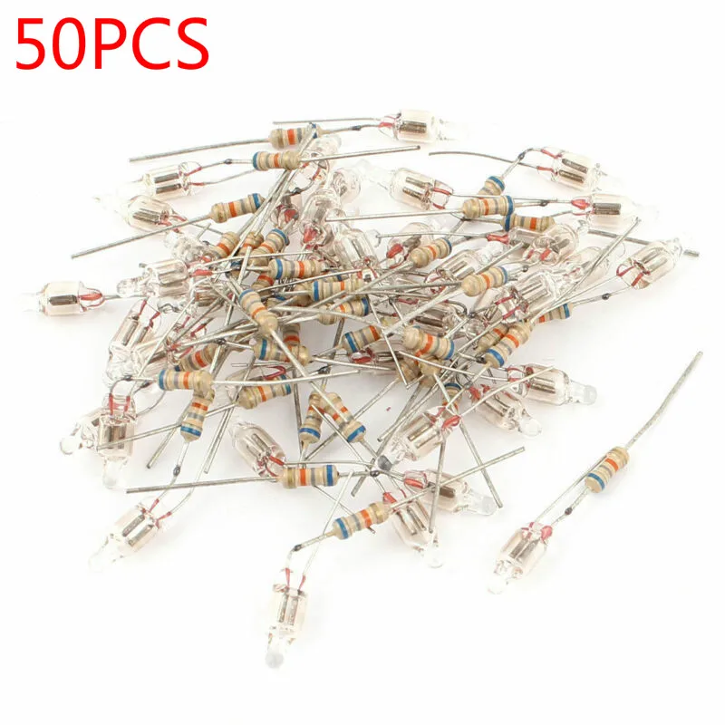 Neon Light Bulbs 50 neon light bulbs 5x10mm main power indicator RED standard mini neon light indication with resistance 220V