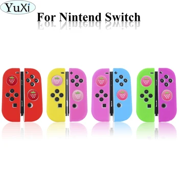 

YuXi Silicone Rubber Skin Case Cover + 2pcs Grip Joystick Caps For Nintend Switch NX NS Joy Con Controller