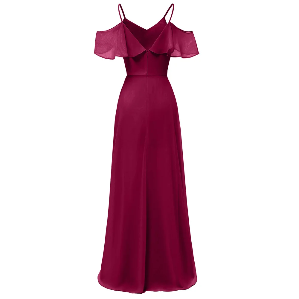 Женское платье на бретельках Vestido de festa темно красное розовое синее