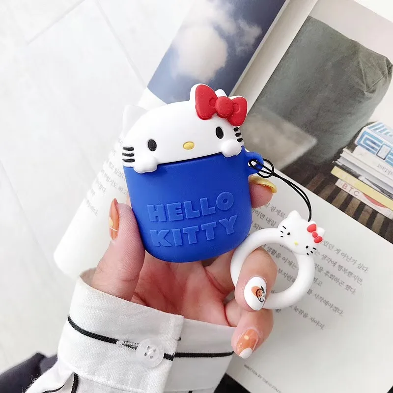 Милая 3D кукла Sanrio kitty cat my Melody зарядная Крышка для Airpods 2 1 мягкая силиконовая bluetooth-гарнитура защитная коробка Coque