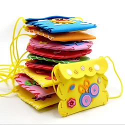 Kit de bricolage artisanal pour enfants, jouets cousus vos propres sacs à main colorés en mousse EVA, sacs à coudre, décoration d'autocollants en cristal de gemme 3D 