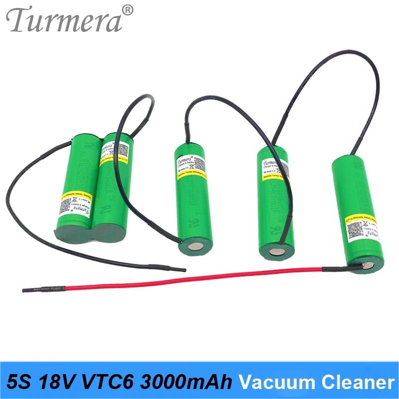 Turmera battery 5s 18v 21v 18650 vtc6 3000mah battery soldering battery for vacuum cleaner and screwdriver battery customized OC