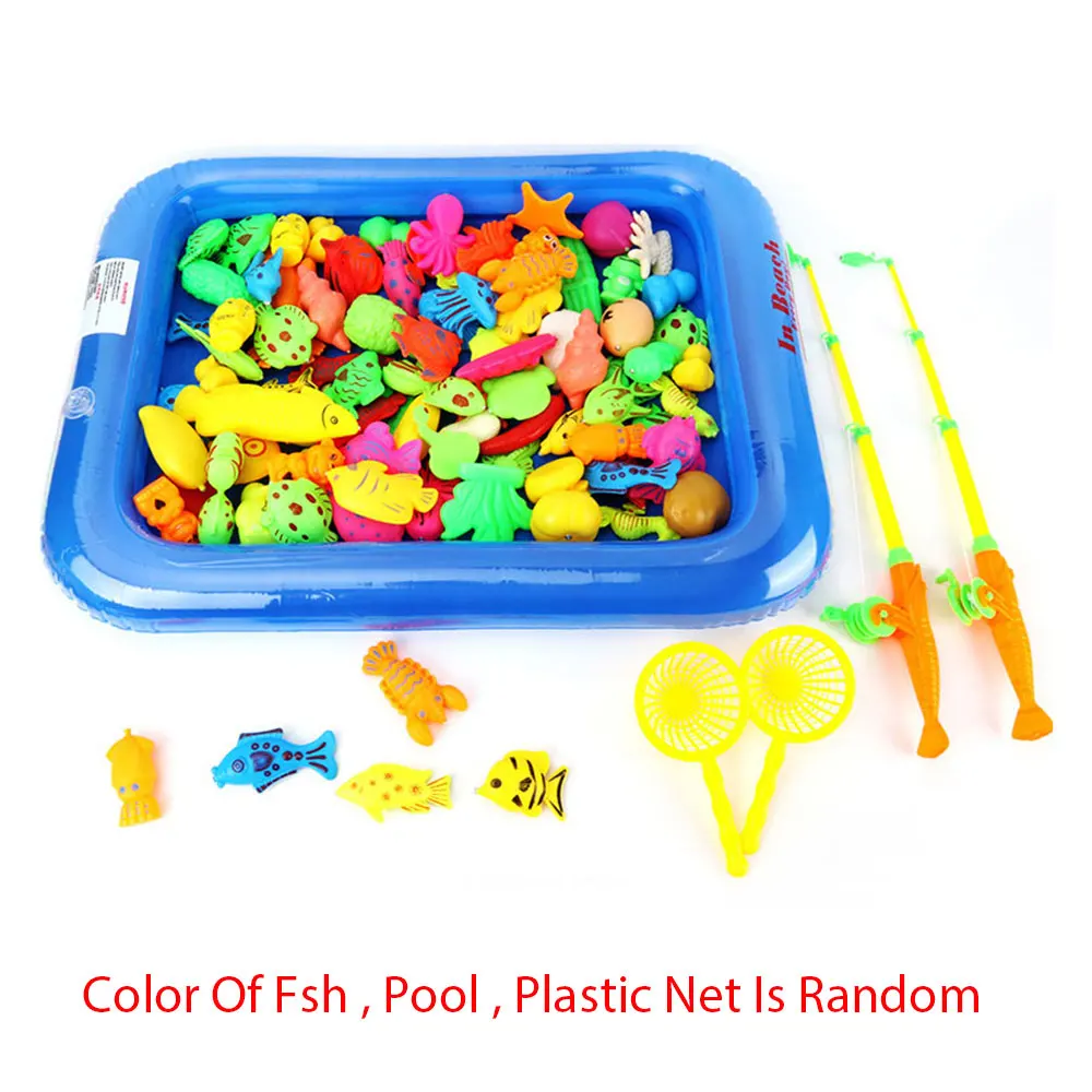 40 шт./партия, магнитные обучающие игрушки для рыбалки для детей, игрушка для рыбы с надувной удочкой для бассейна, набор для детских игрушек на открытом воздухе - Цвет: WJ3004