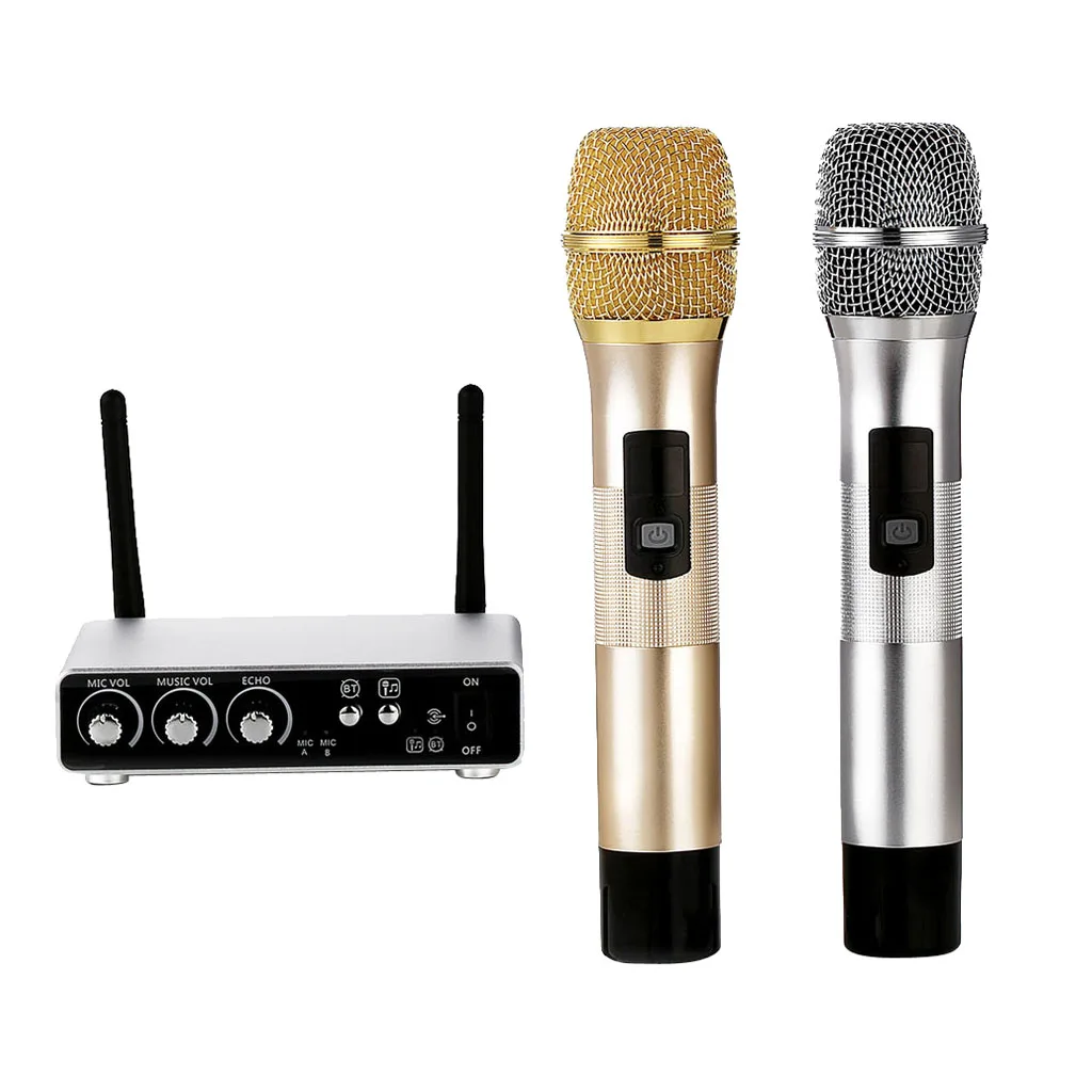 

2 Pieces Professional Wireless Microphone System with Receiver and 3.5mm Audio Cable