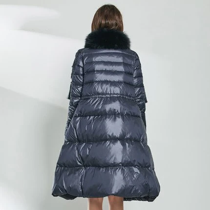

High Quality Winter Duck Down Jacket Women Parkas Cloak Warm Thick Women's clothing New Fox Fur Feather Jacket lX1185