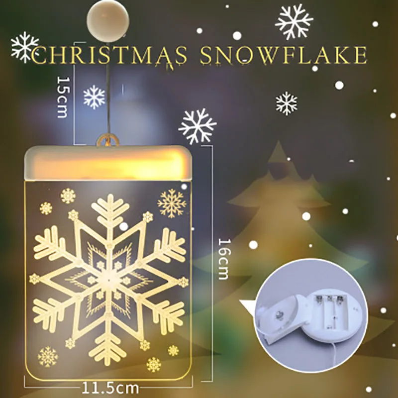 Декоративная Рождественская гирлянда, аккумуляторные огни, снеговик, любящий медведь, Лунная струна, 3D акрил - Испускаемый цвет: snowflake