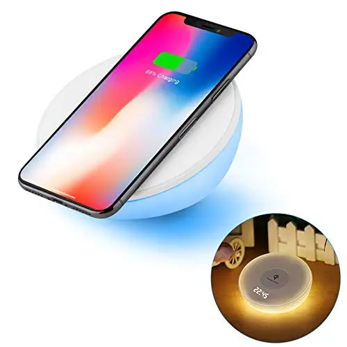 

Wireless Charger Alarm Clock, Night Light Fast Wireless Charging Stand Qi Charging for iPhone