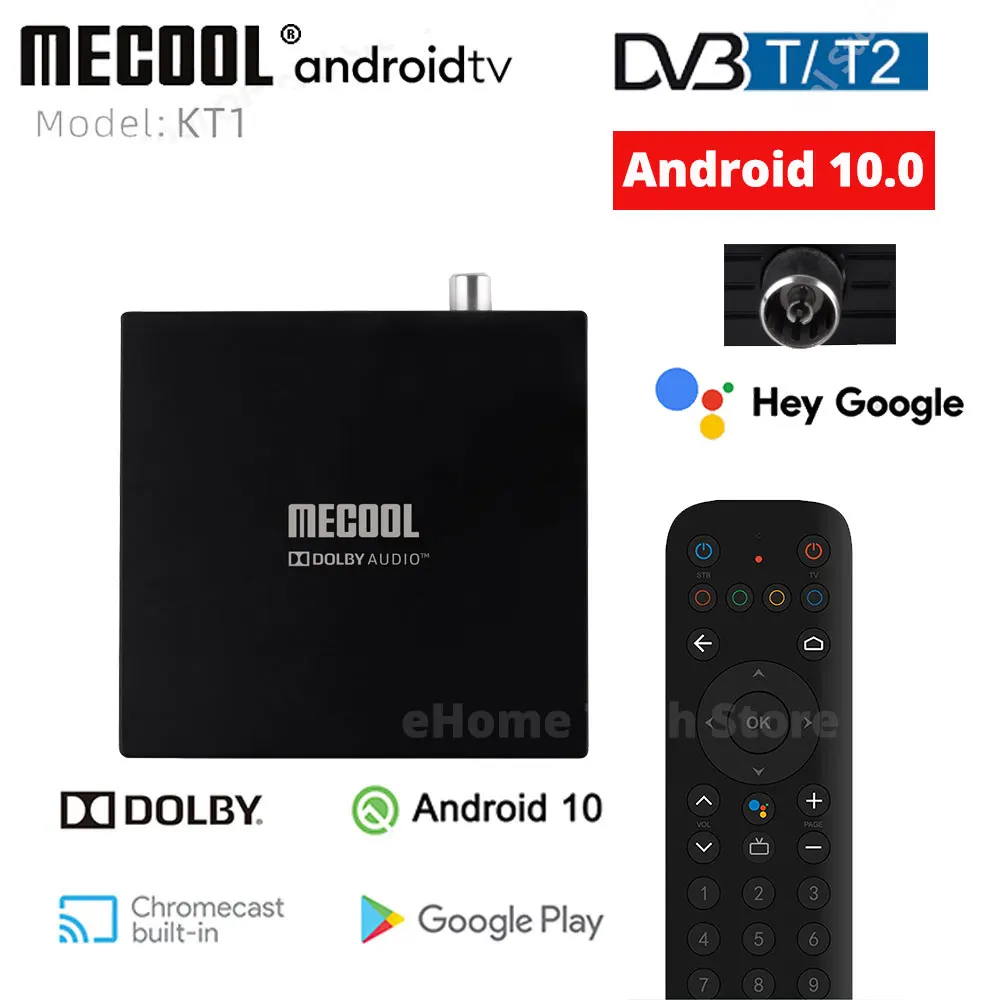 ТВ-приставка MECOOL KT1 Android TV 10 DVB тюнер-ресивер DVB-T2 Amlogic S905X4 BT 4 2 Wi-Fi 4G/5G LAN Dolby декодер