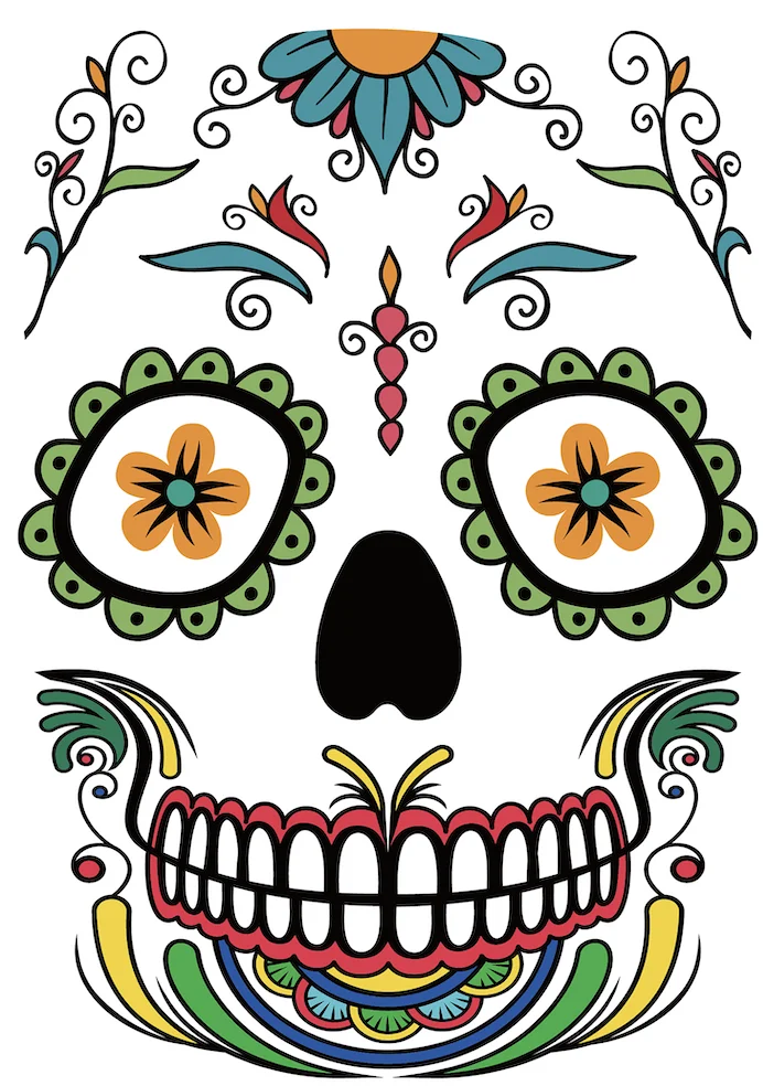 Mexica Day of the Dead Sugar Skull Face временная татуировка Хэллоуин Макияж наклейки для Хэллоуина Маскарад Вечерние - Цвет: 148x210mmSS 04
