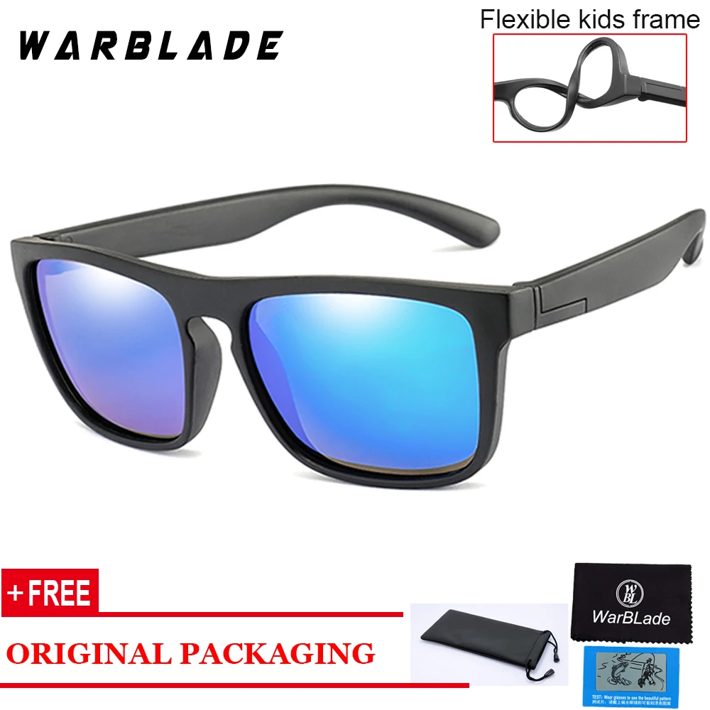 WarBlade Модные поляризованные солнцезащитные очки для детей, для мальчиков и девочек, детские солнцезащитные очки для младенцев, TAC TR90, гибкая безопасная оправа, очки - Цвет линз: black blue