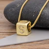 2022 Hot Sale A-Z Initials Micro Pave Copper CZ Cube Letter Pendant Necklaces For Women Men Charm Chain Family Name Jewelry Gift ► Photo 1/6