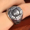 Unique 316L Stainless Steel Men Jewelry Vintage Handmade Engraving Skull Ring Gothic Skeleton Punk Ring Boyfriend Halloween Gift ► Photo 2/6