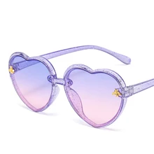 Shining Heart Shape Children's Sunglasses Transparent Colorful Frame Bright Sunglasses Children's Play Photo Glasses