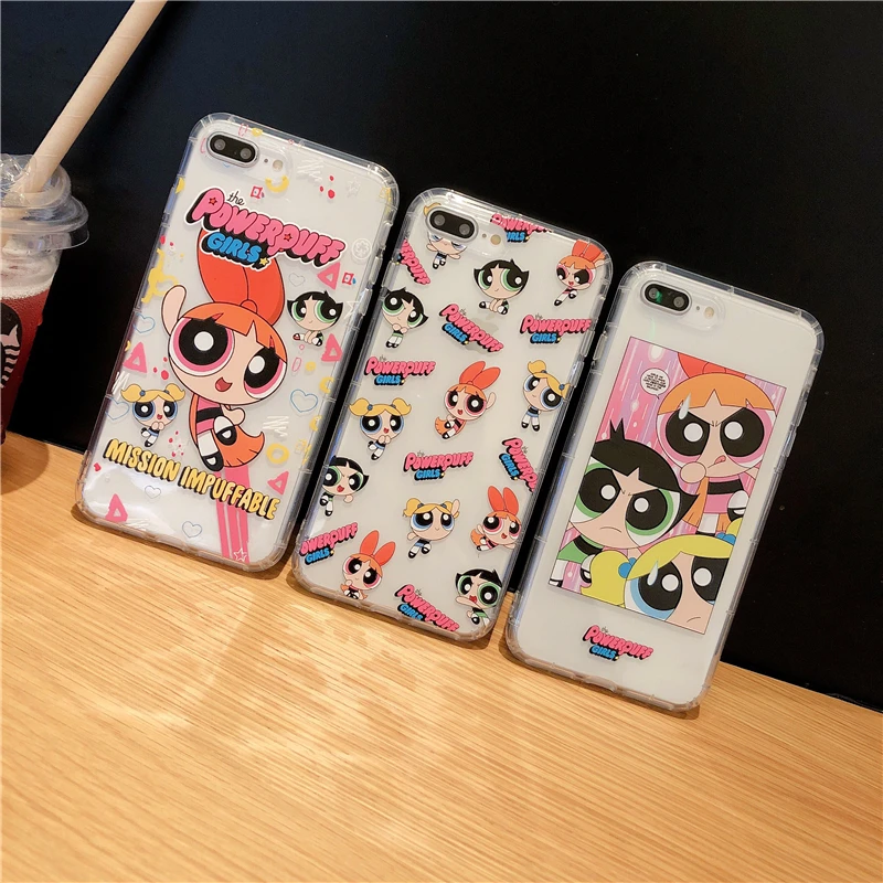 INS Cute US Powerpuff для девочек, полицейский чехол для iPhone 11 Pro X XS Max Xr 8 7 6 6s Plus, прозрачный мягкий чехол из ТПУ с рисунком