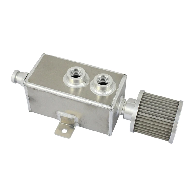 Silver 1L Алюминиевый масляный резервуар для двигателя+ Сапун и сливной кран - Цвет: Silver 1L