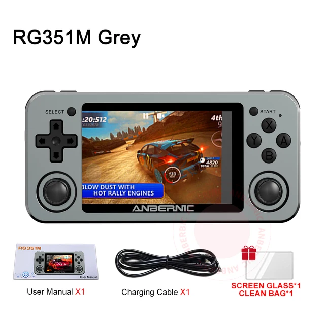 ANBERNIC RG351M RG350M Retro Video Game Console Aluminum Alloy Shell RK3326 2500 Game Portable Console Handheld Game Player RG351M Grey 64G