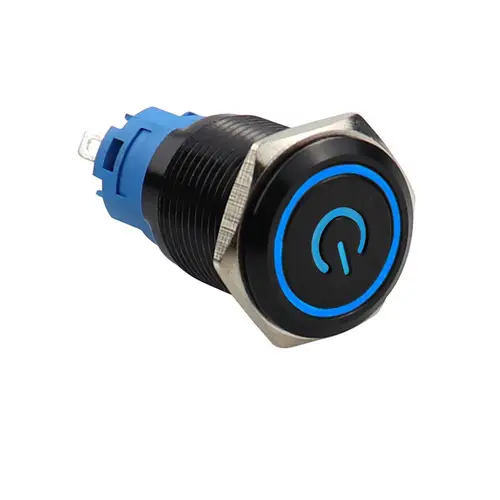 Black Push Button Switch 12/16/19/22mm Waterproof Illuminated Led Light Metal Flat Momentary Switches with Power Mark 5V 12V 24V - Image 8