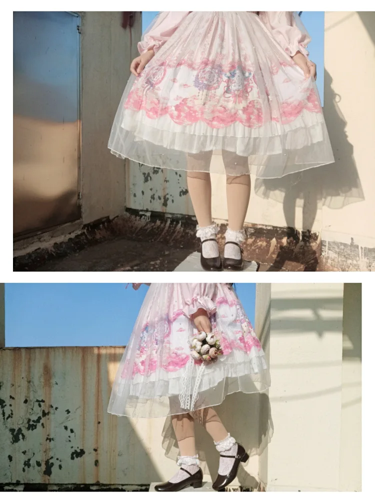 Милое платье принцессы в стиле Лолиты; винтажное платье в викторианском стиле с круглым вырезом, бантом и жемчугом; платье в готическом стиле для девочек