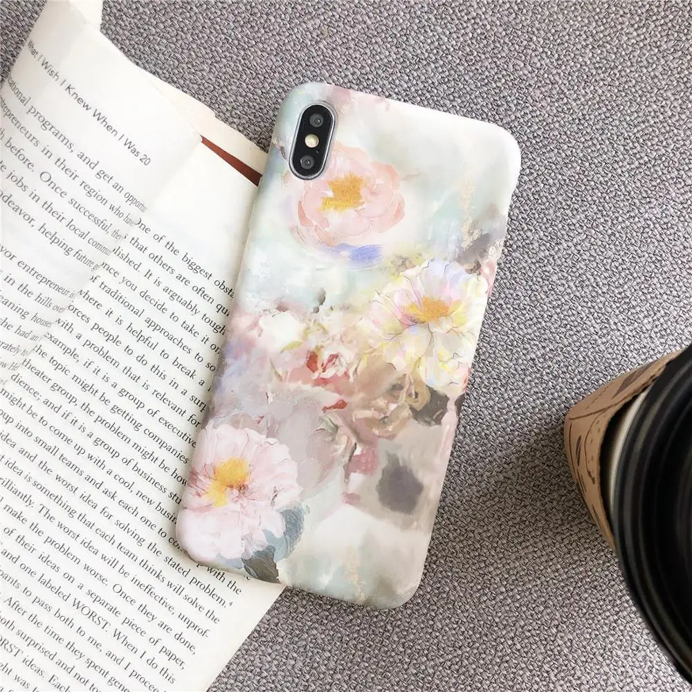 

Retro Colorful Art oil painting flower Floral Phone Case For iphone XR X XS Max 6 6S 7 8 Plus 10 Soft Full protection Back Cover