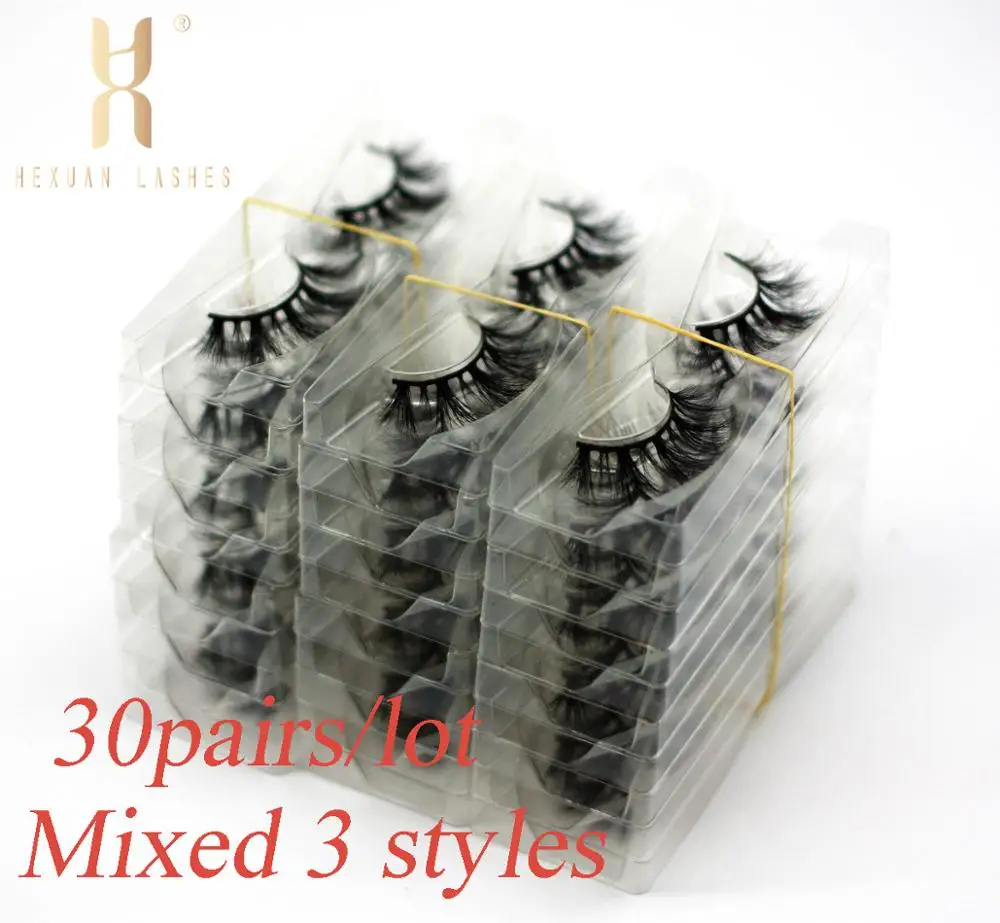 

Wholesale price 30 pairs Hexuan Eyelashes 4D Mink Lashes Handmade Dramatic Lashes for makeup cruelty-free mink lashes no boxes