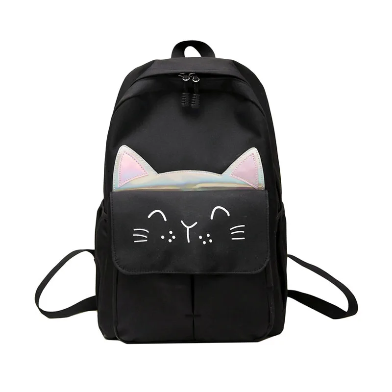Детский рюкзак для девочек и мальчиков; детские школьные рюкзаки для подростков; милый рюкзак с кошачьими ушками; школьный рюкзак; Cartable Enfant - Цвет: 6532F-Black