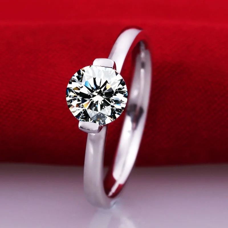 

1 carat SONA synthetic ring 925 sterling silver clear full size ring big size finger ring US size from 4 to 10.5 (DFE)