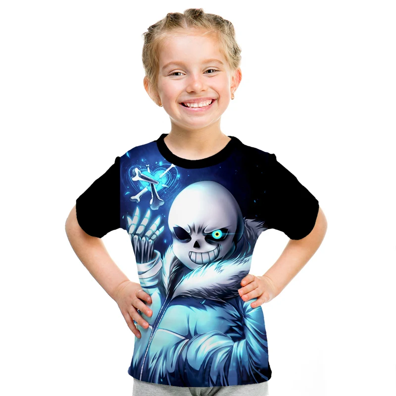 Футболка с героями мультфильмов «Undertale sans» г., новая летняя детская футболка с персонажами из мультфильмов Детская футболка с короткими рукавами и 3D-принтом забавная футболка для мальчиков и девочек
