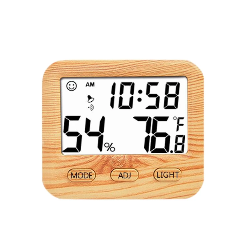 

Digital Wireless Thermometer with Hygrometer Temperature Gauge Calendar Alarm Indoor Multifunctional Lcd Display and Backlight