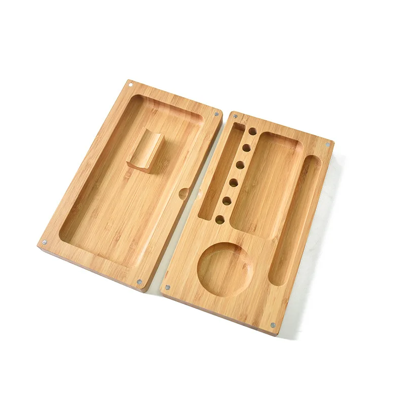 13*12cm Double-Deck bamboo Storage Rolling Tray tobacco Cigarette herb for grinder cone Smoking Accessories 4