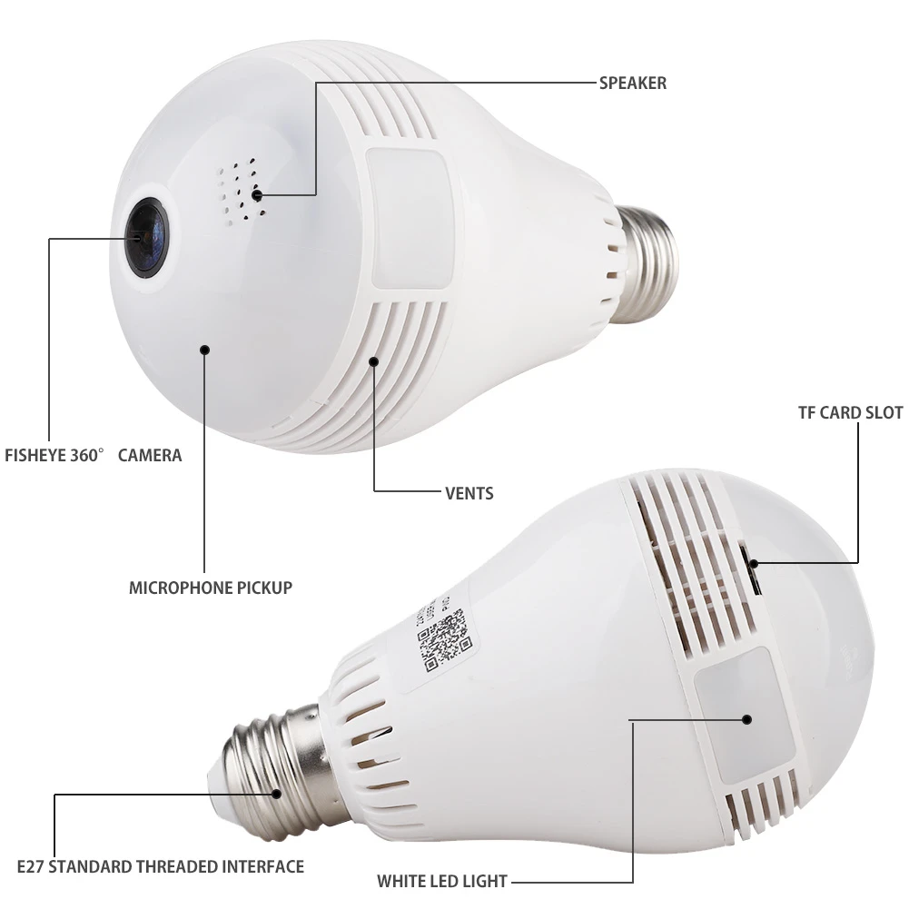 360 Gradi Lampadina del IP di WIFI Della Macchina Fotografica Baby Monitor Video di Sicurezza Mini