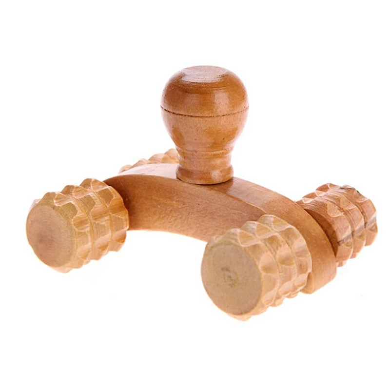 Solid Wood Full-body Four Wheels Wooden Car Roller Relaxing Hand Massage Tool Reflexology Face Hand Foot Body Therapy