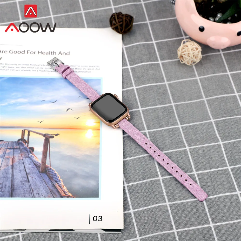 Тканый нейлоновый холщовый ремешок для часов Apple Watch Series 3 2 1 38 мм 42 мм женский ювелирный ремень браслет для iwatch 5 4 40 мм 44 мм