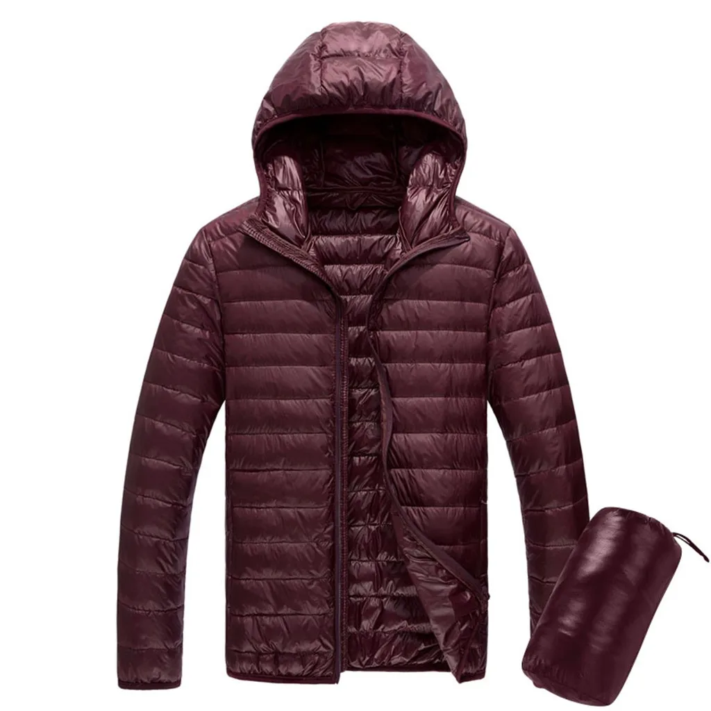 Мужская модная куртка мужская chaqueta hombre мужская повседневная ультра-светильник с длинными рукавами однотонное теплое пальто с капюшоном