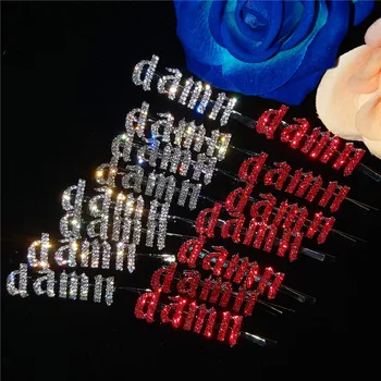

Crystal Word Hairclips Barrettes Shape Letters Hair Clip Pins Red /Silver Rhinestone Hair Styling Accessories WHOLESALE