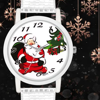 

Christmas Watches Women Fashion Christmas Leather Band Analog Quartz Vogue Wrist Watches Gift relogio feminino часы женские