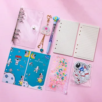 

ins girl heart hand book quicksand hand book fantasy checkered loose-leaf small fresh net red set notebook kawaii school supplie