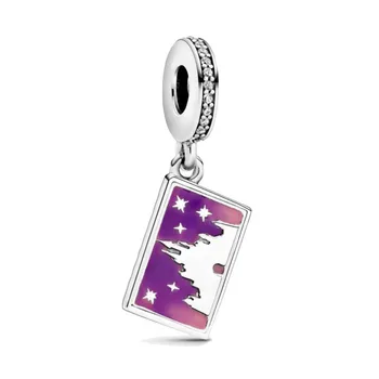 

2020 Spring New 925 Sterling Silver Beads Postcard Dangle Charms fit Original Pandora Bracelets Women DIY Jewelry