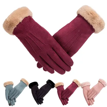 

Fashion Winter Knitted Gloves Women Outdoor Keep Warm Mittens Gloves Solid Full Finger Hand Outdoor Sport Warm Gloves