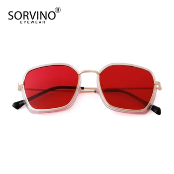 

SORVINO 2020 Fashion Square Sunglasses Ocean Piece Metal Frame Sun Glasses Luxury Brand Personality Wild Unisex 9052A