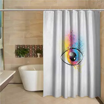 

Eyelash Odorless Waterproof Shower Curtain Artistic Eye Lively Colored Spring Nature Inspired Floral Creativity Inspiration