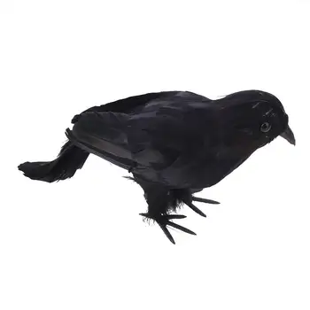 

Halloween Looking Birds Decor Black Scary Feathered Crows Life-like Decoration