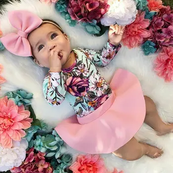 

Toddler Baby Girl Kid Tops Floral Romper Jumpsuit Dress Outfits Skirt Kids Children Clothes Set