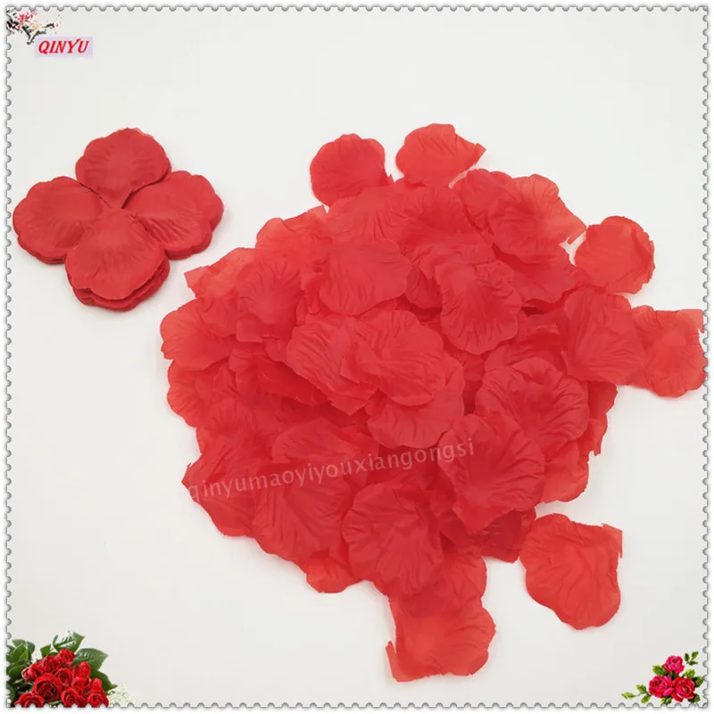 red 1000 шт./лот, 5*5 см, Моделирование искусственных цветов, лепестки роз, украшения для свадьбы, свадьбы, комнаты, розы 5z - Цвет: red