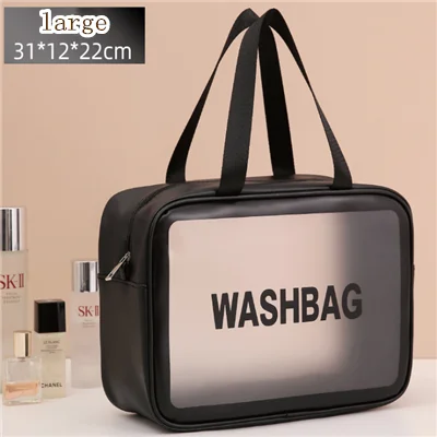 Women Portable Travel Wash Bag Female Transparent Waterproof Makeup Storage Pouch Large Capacity Cosmetic Organizer Beauty Case Large black