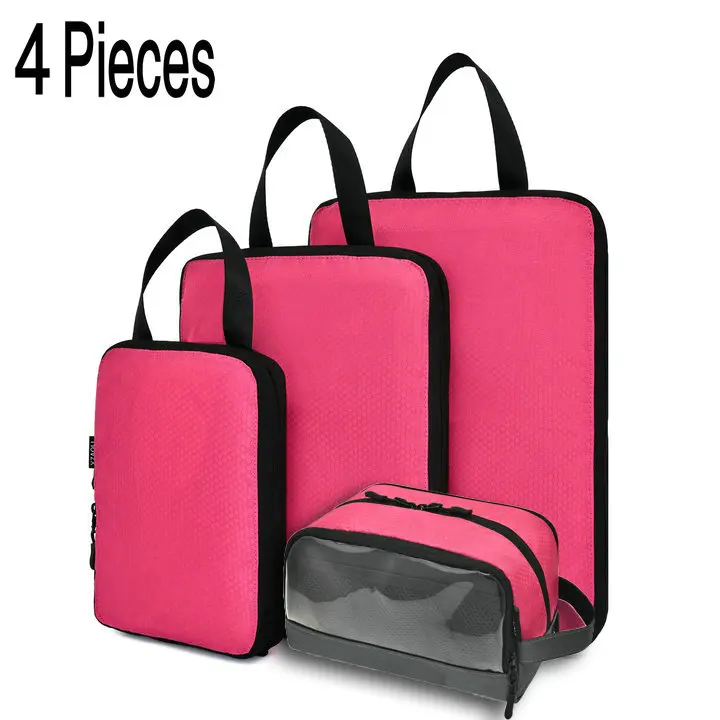 4pcs Rose Soperwillton компрессионные упаковочные кубики, набор косметических сумок, нейлоновая дорожная сумка для мужчин и женщин, органайзер для путешествий, аксессуары - Цвет: 4pcs Rose