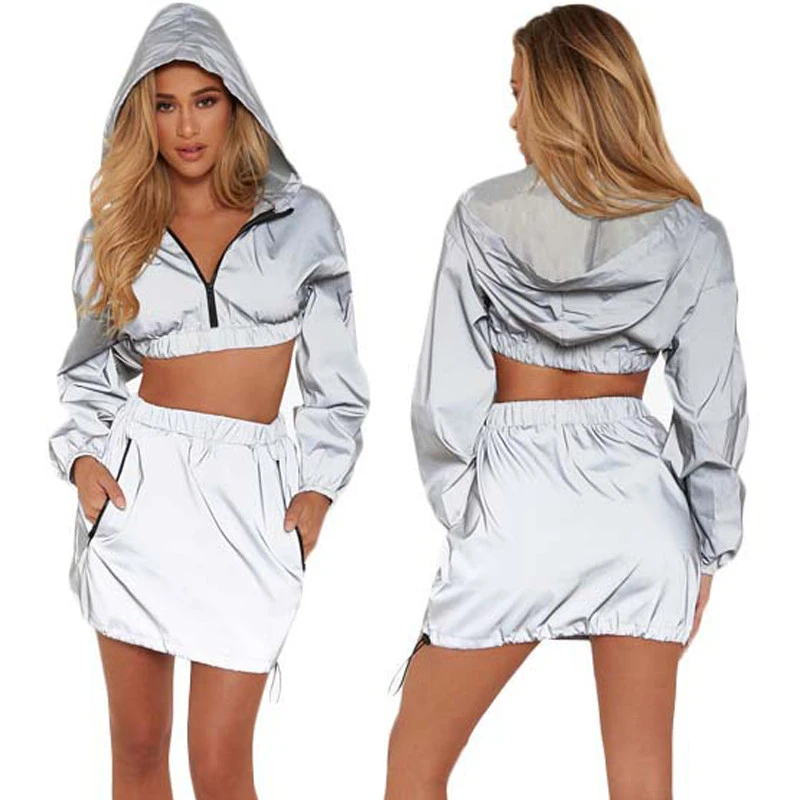 crop hoodie and skirt