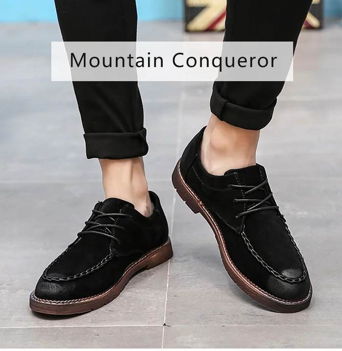 Mountain Conqueror Fashion Shoes Men Split leather Autumn Winter Vintage Motorcycle Boots Male Martin Shoes Men Ankle Boots