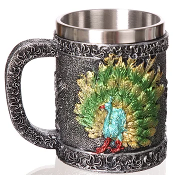 

LBER Stainless Steel Goblet Peacock 3D Cartoon Goblet Style Wine Glass Whiskey Cup Wine Glass