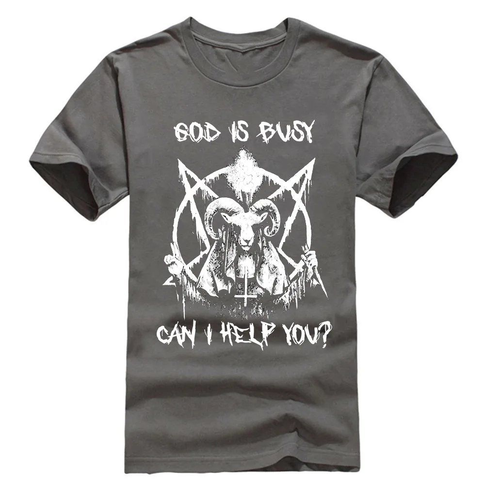 Бог занят могу ли я помочь вам Мужская футболка Черная хлопковая S-6Xl уличная футболка рубашка - Цвет: Темно-серый